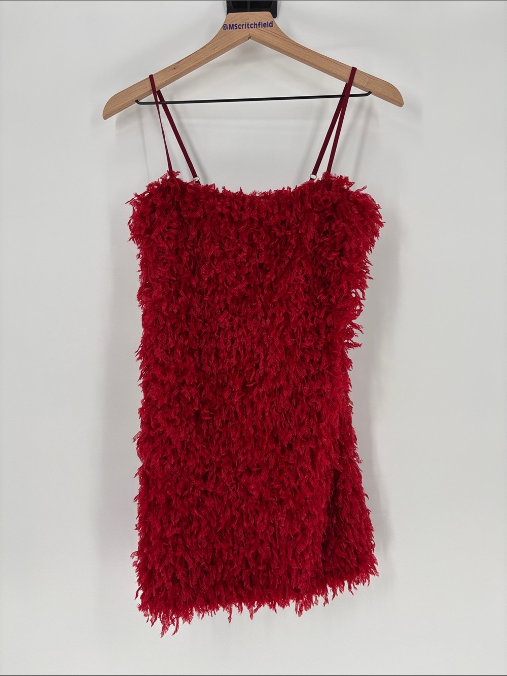 Show Me Your Mumu Valencia Red Feather Mini Dress small new